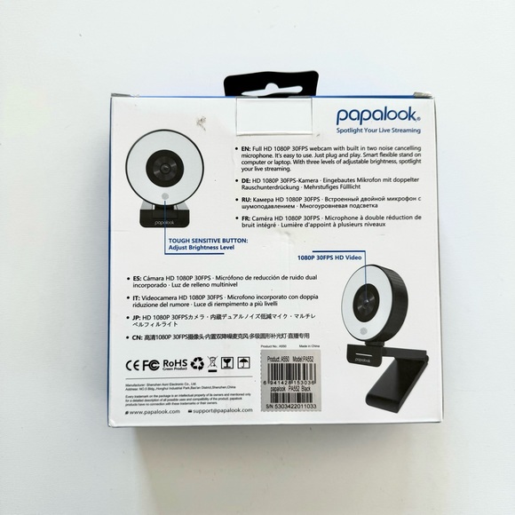 Papalook PA552 HD 1080P Live Streaming Webcam with Studio-Like Ring Light - NEW - Picture 3 of 5
